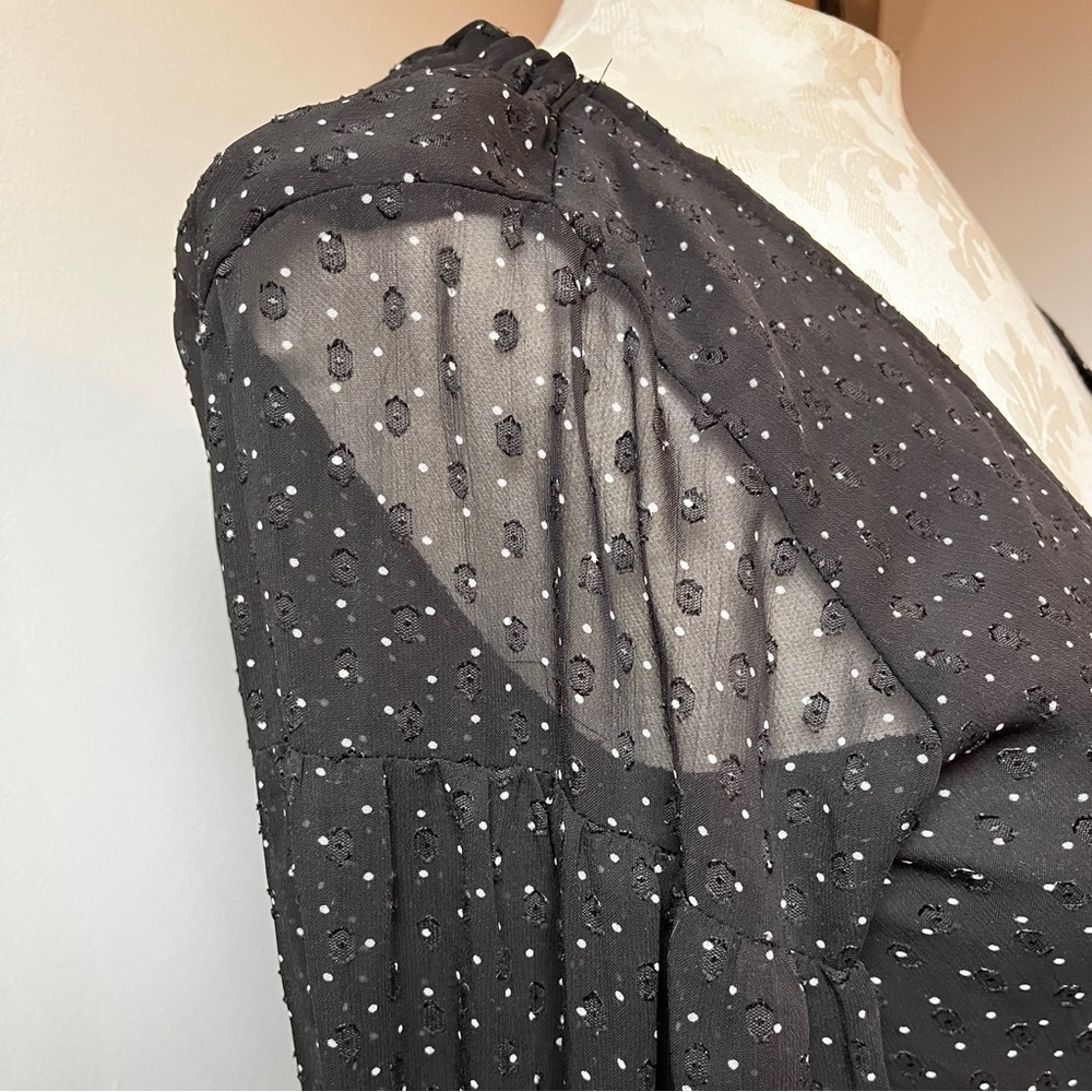 Club Monaco Darlana Wrap Blouse Black Polka Dot - Picture 5 of 14